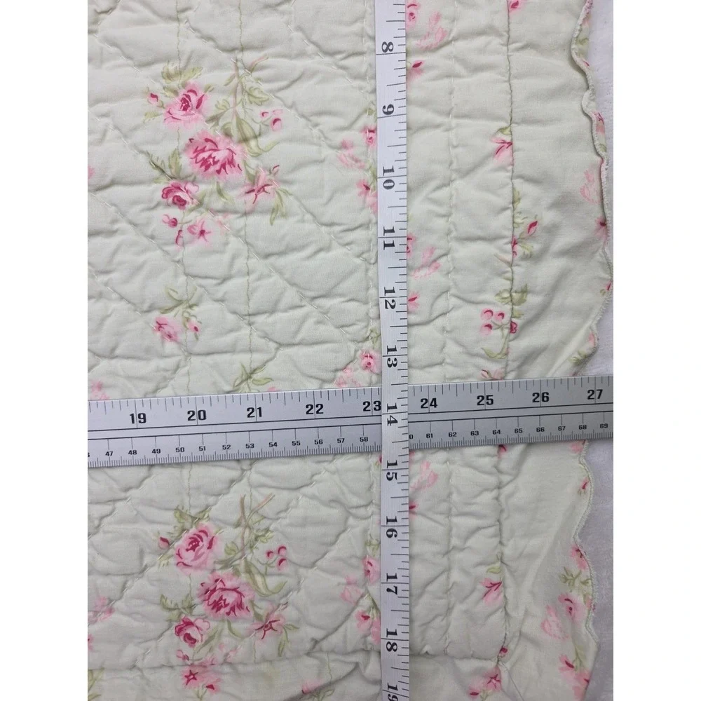 1 Simply Shabby Chic Lady Rose Green Quilted‎ Pillowcase Ruffle Cotton Cottage